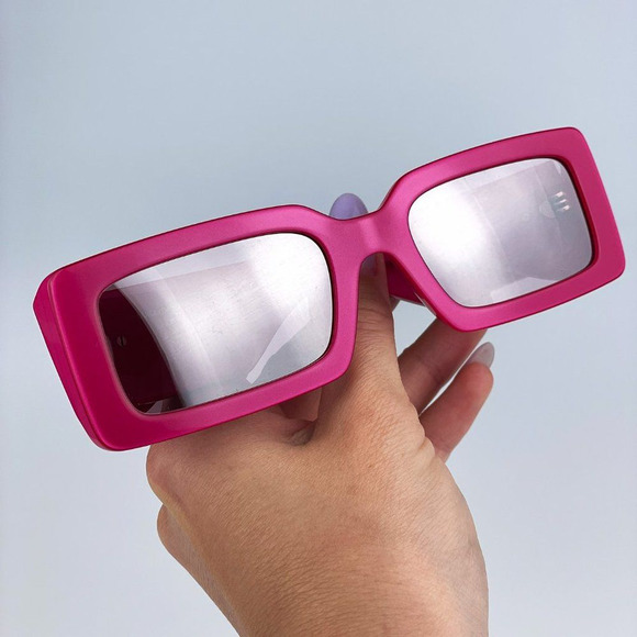 D&G DG4416 33794Z Sunglasses Metallic Pink Mirror Silver Rectangle Unisex - Picture 6 of 13